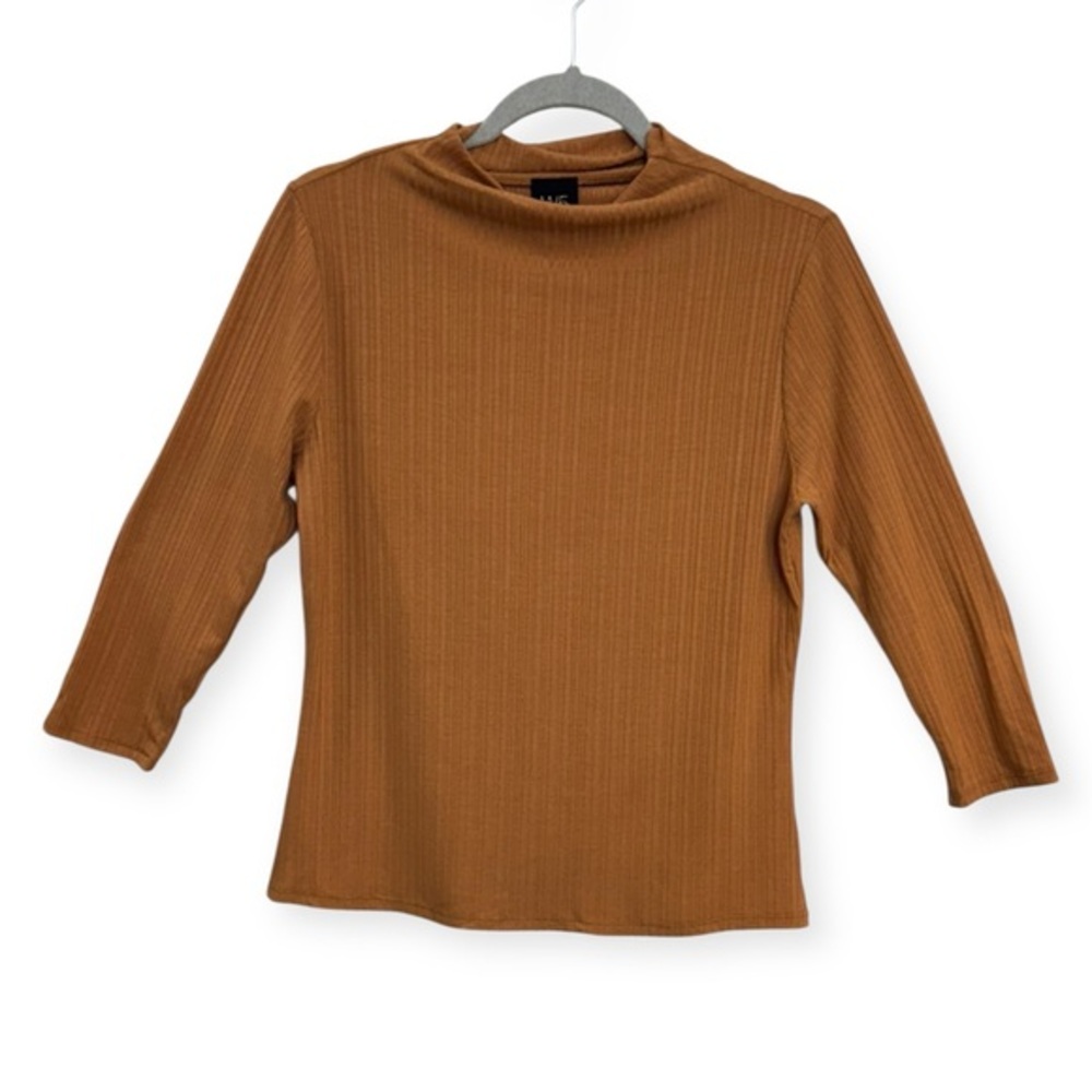Anthropologie: W5 Soft Rust Tan Ribbed Knit Top Size M *273